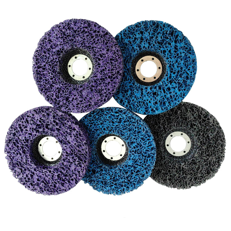 [Australia - AusPower] - Cleaning Disc Set 5 Pieces Mixed CSD Disc Sanding Disc 125 x 22 mm Coarse Cleaning Disc Strip Discs CSD Cleaning Fleece for Angle Grinder Removal of Paint Rust Welds Oxidation Mixed colours 