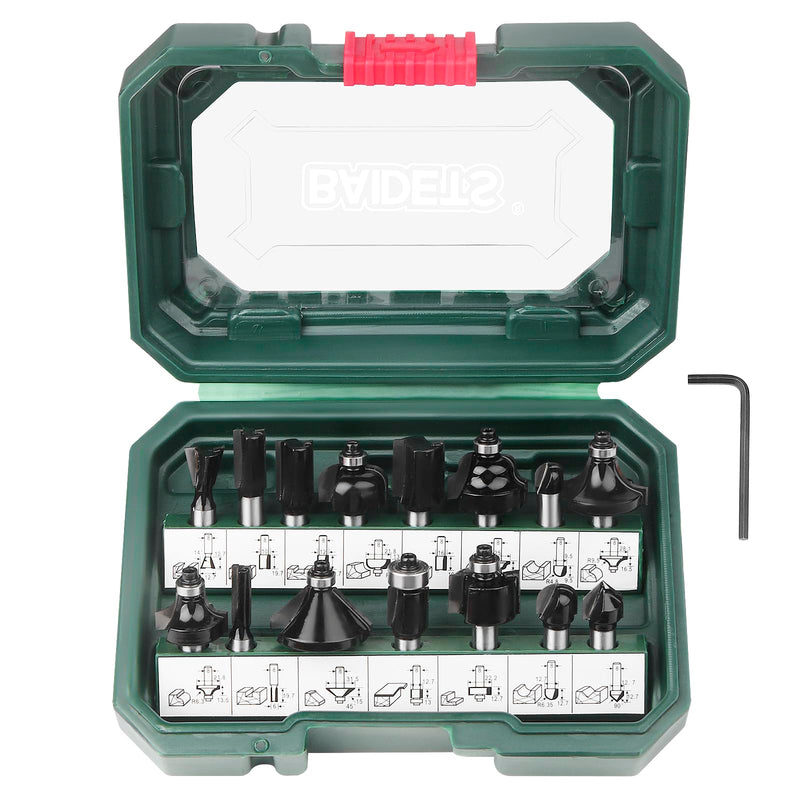 [Australia - AusPower] - BAIDETS Pro 15-Piece Milling Cutter Set for Wood - Carbide Cutter Set, Accessories Router with 8 mm Shank 15 tlg. 8mm-Schaft 