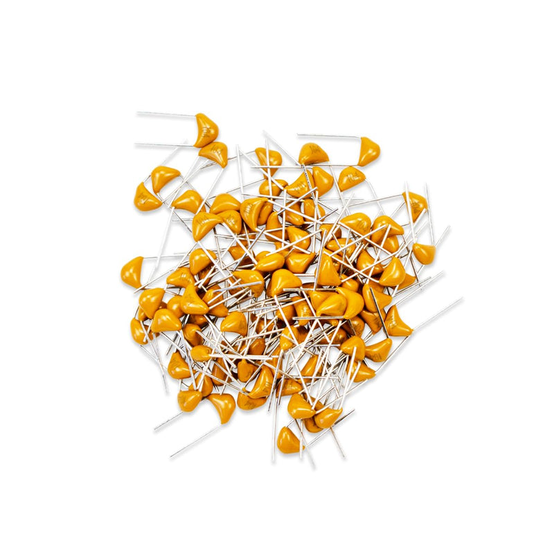 100pcs 50V 100nF Monolithic Ceramic Capacitor Yellow Electronic Accessories for Computer and Phone 44NF