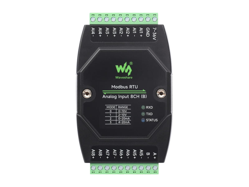 [Australia - AusPower] - Waveshare Industrial 8-Ch Analog Acquisition Module, 12-Bit High-Precision, Supports Voltage and Current Acquisition, DC 7~36V Wide Voltage Power Supply, 8-ch Voltage Mode, 0~10V 
