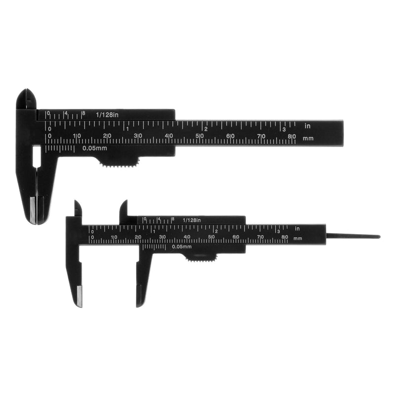 QUARKZMAN Vernier Caliper 80 mm / 3in/3 Inch Plastic Metric / Inch Black Pack of 10 | Mini Plastic Vernier Caliper Calliper Portable Ruler Measuring Tool