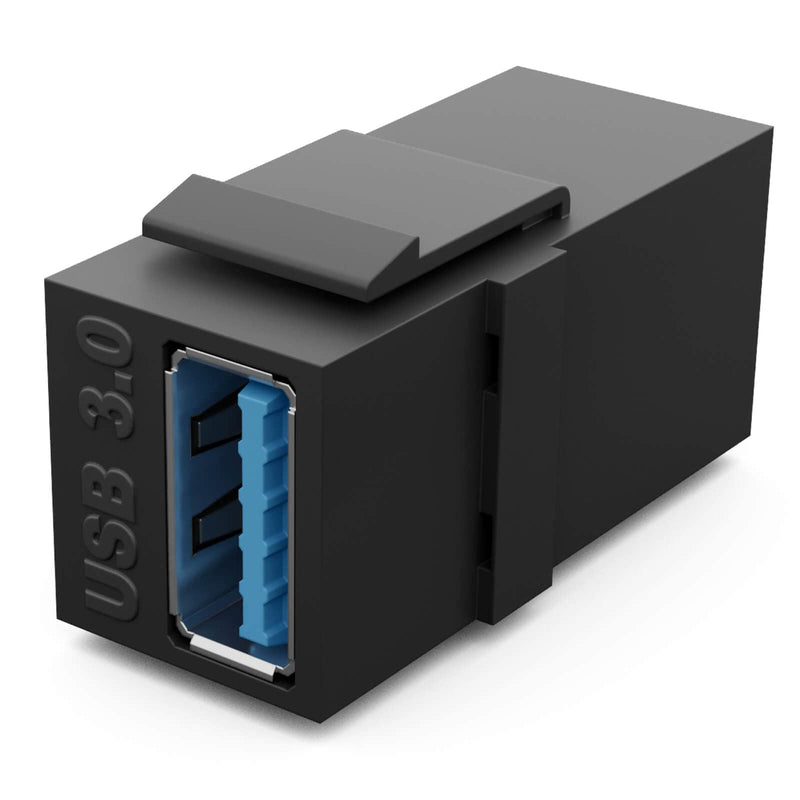 HB-DIGITAL Keystone Module with USB 3.0 Female | Multimedia Keystone for Patch Panel, Network Socket, Connector, Adapter, Coupling, Plug & Play, Black
