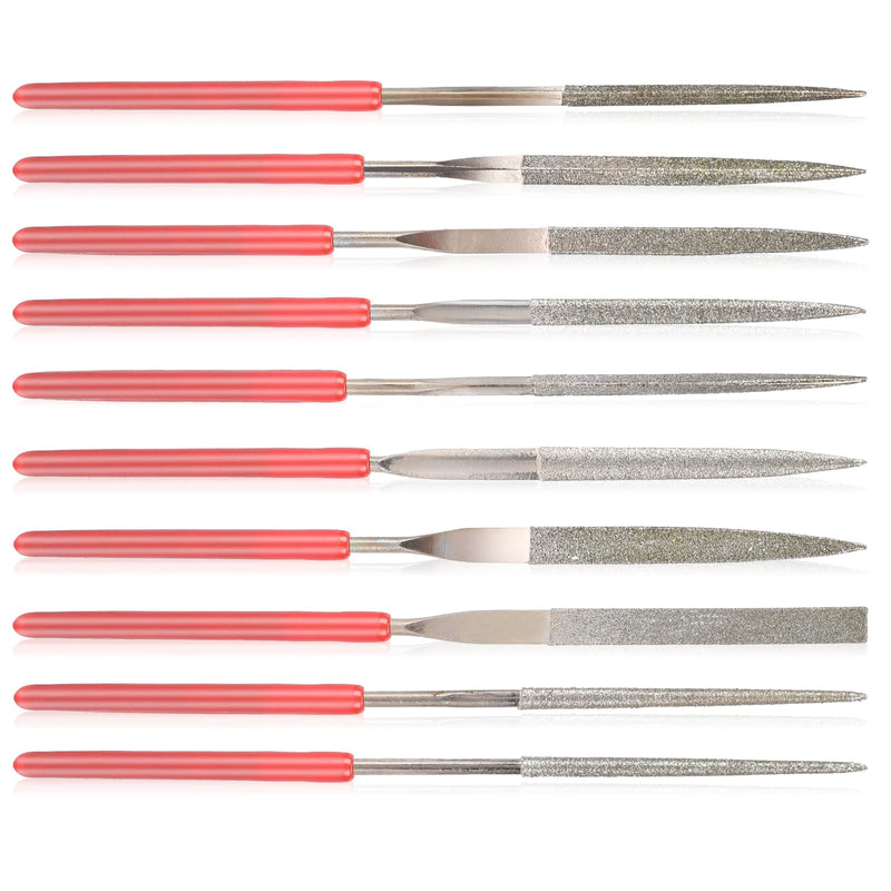[Australia - AusPower] - Mini Diamond Files Set, 10 Pieces Diamond File Set, Mini File Set, Diamond Needle Files, Diamond Coated Tool Files, Diamond Needle File Set for Metal, Wood, Stone, Plastic 