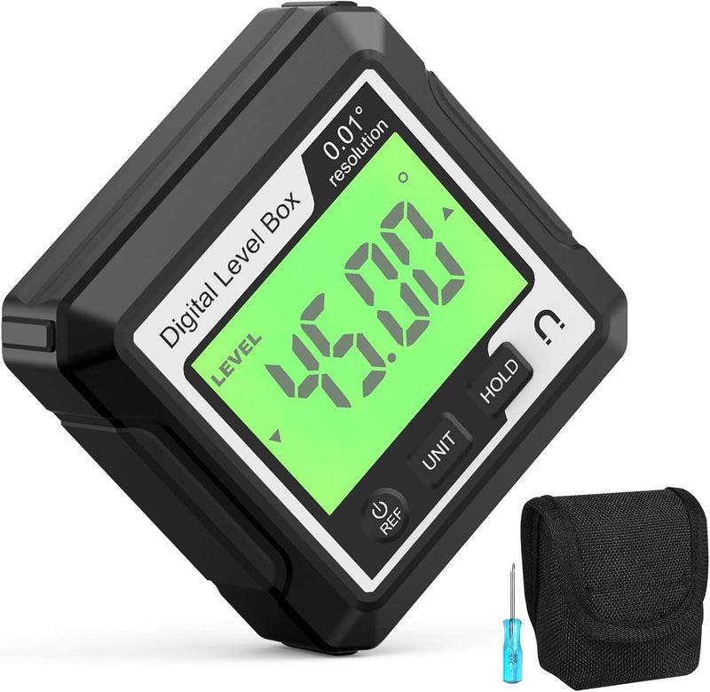[Australia - AusPower] - Candeon Digital LCD Protractor, Inclinometer, Bevel Box with Magnetic Base, Digital Spirit Level, Inclinometer, Angle Finder, Level Box for Woodworking, Construction, Decoration 