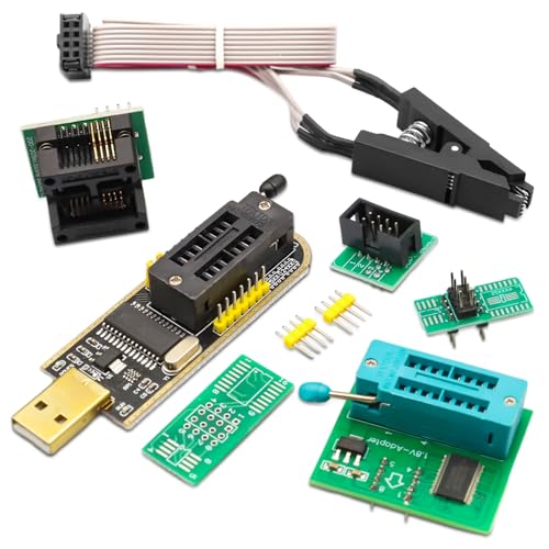 SOIC8 SOP8 Test Clip for EEPROM 25CXX / 24CXX, BIOS USB Programmer CH341A + SOIC8 Clip + 1.8 V Adapter + SOIC8 Adapter for 24 25 Series Flash