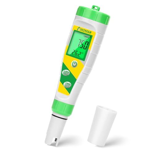 UIUZMAR Digital pH Meter, 5-in-1 Pool Salt Tester, Water TDS EC Meter | Salt content and pH meter for salt water pool, hot tubs, spa, aquarium, hydroponics PPM and EC meter Yellow green