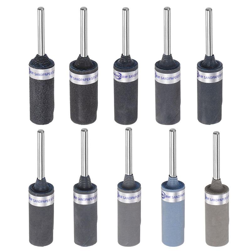 [Australia - AusPower] - QUARKZMAN 10pcs Sanding Sleeve Roller Set 180-7000 Grit 2.35mm Shank Sanding Drums Sleeves Cylinder Grinding Head for Woodworking Glass Metal Polishing 