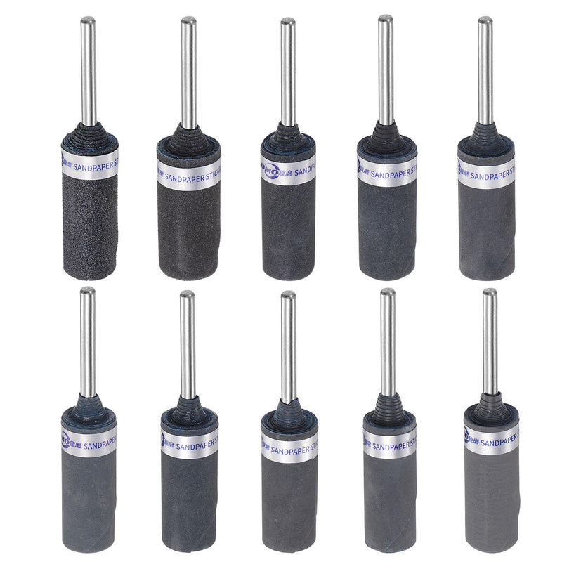 [Australia - AusPower] - QUARKZMAN 10pcs Sanding Sleeve Roller Set 180-2500 Grit 2.35mm Shank Sanding Drums Sleeves Cylinder Grinding Head for Woodworking Glass Metal Polishing 
