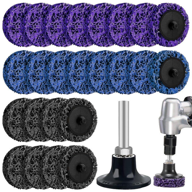 [Australia - AusPower] - YOUNGSAY Pack of 24 CSD Disc, CSD Disc Drill Made of Nylon, 2 Inch Coarse Cleaning Disc Drill with 1 Support Palette, Suitable for Rust Removal or Polishing (3 Colours) 