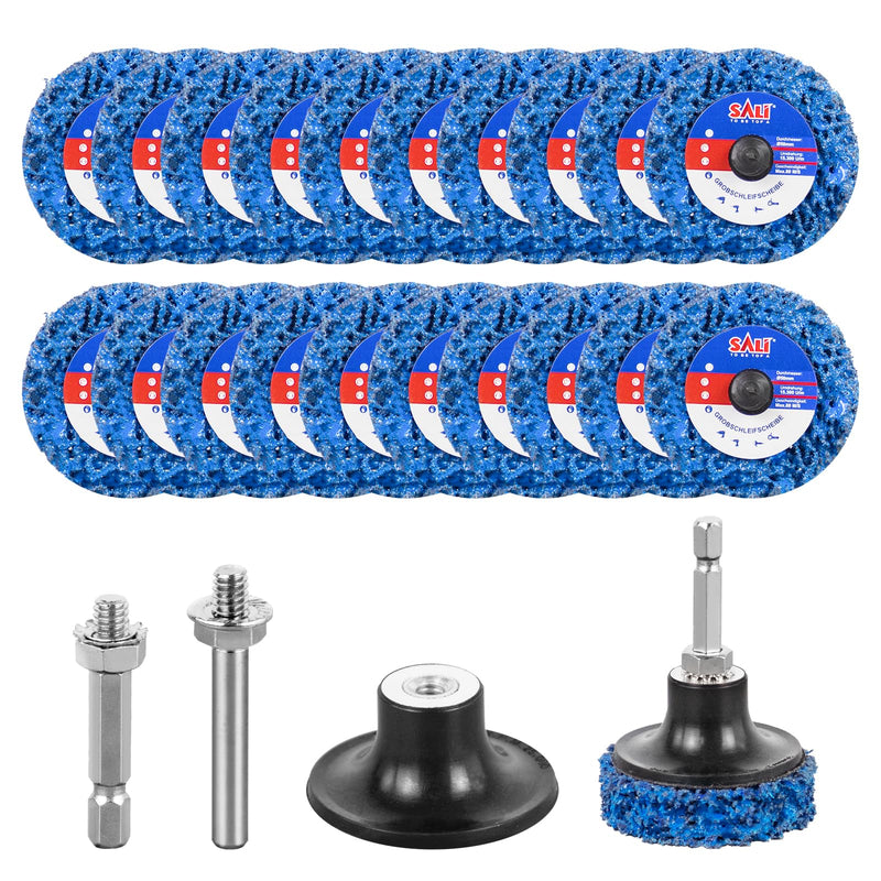 [Australia - AusPower] - SALI Pack of 20 CSD Disc Sanding Disc, 50 mm, Coarse Cleaning Disc, Coarse Sanding Disc, Cleaning Disc Set with Disc Pad Holder and Connecting Rod for Surface Processing, Metal, Stainless Steel Pack of 20 discs 50 mm 
