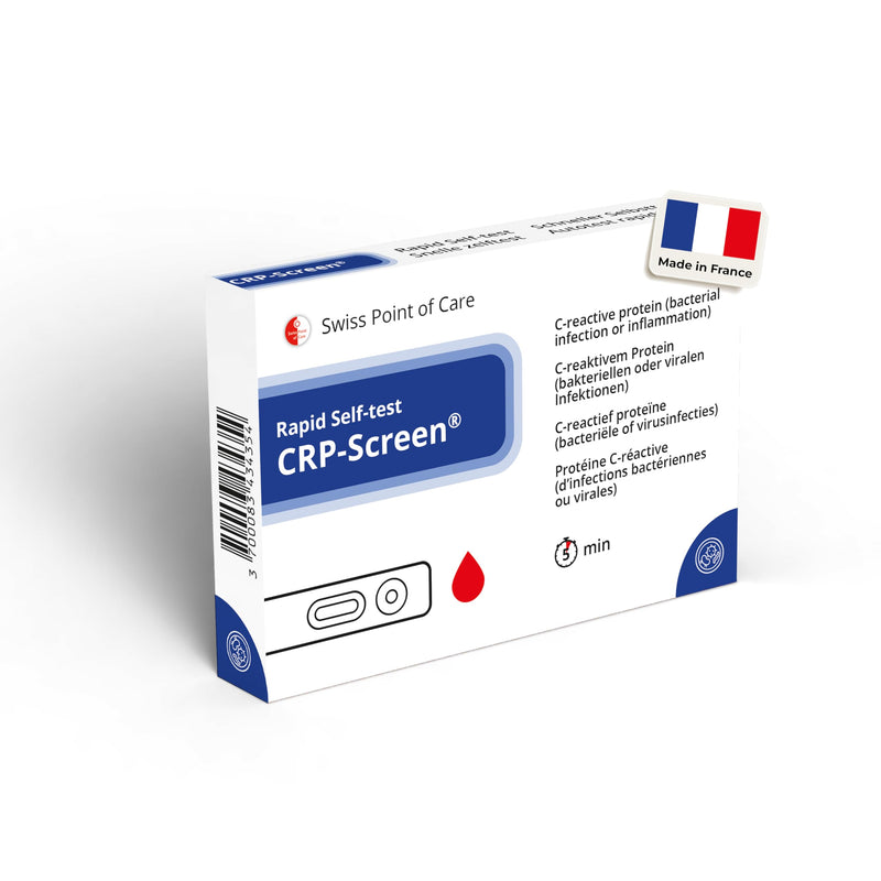 CRP-Screen Quick Test - Self Test for Detection of Bacterial Infections or Inflammation, CRP Detection (C-Reactive Protein), for Home Use 9 x 13 cm