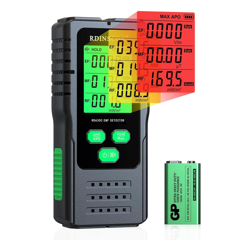 [Australia - AusPower] - (RD630C) EMF Metre Radiation Detector Digital Electromagnetic Fields Handheld EF/MF/RF Electromagnetic Radiation Metre with LCD EMF Inspections RD630C Color 