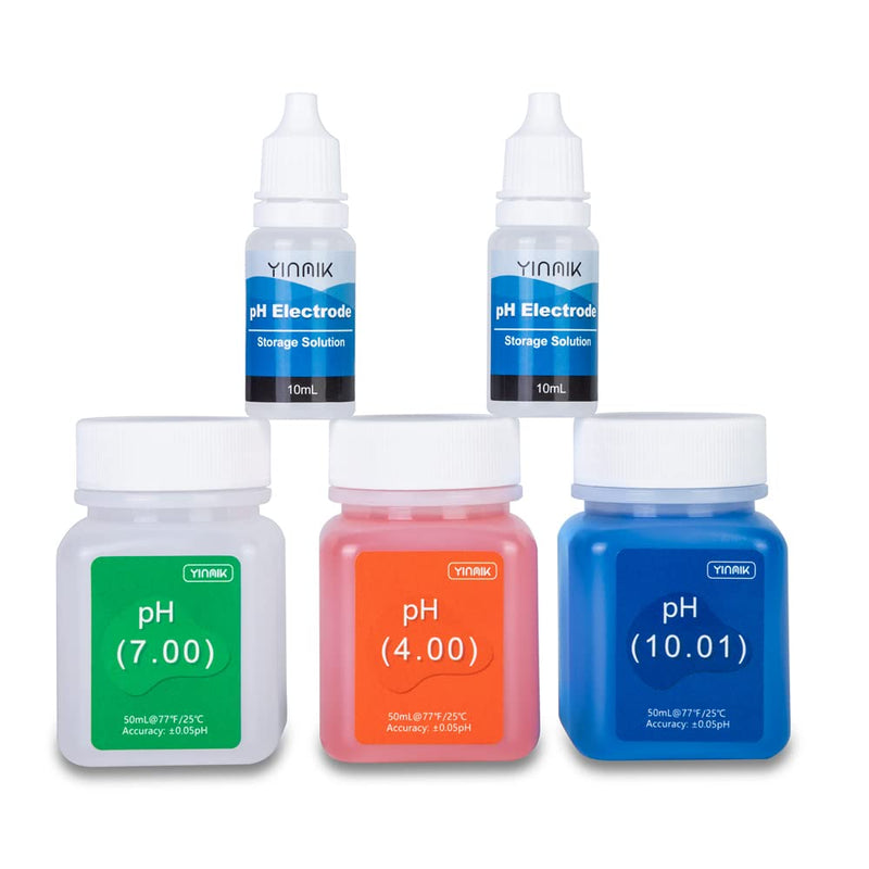 [Australia - AusPower] - YINMIK pH Meter Calibration Solution Kit (4.00, 7.00 and 10.01) with pH Protection Solution Set, 3 Bottles 50 ml pH Calibration Buffer Solution and 2 Bottles 10 ml KCL pH Probe Solution for pH Meter 50 mL 4.00 7.00 10.01 pH calibration solution 