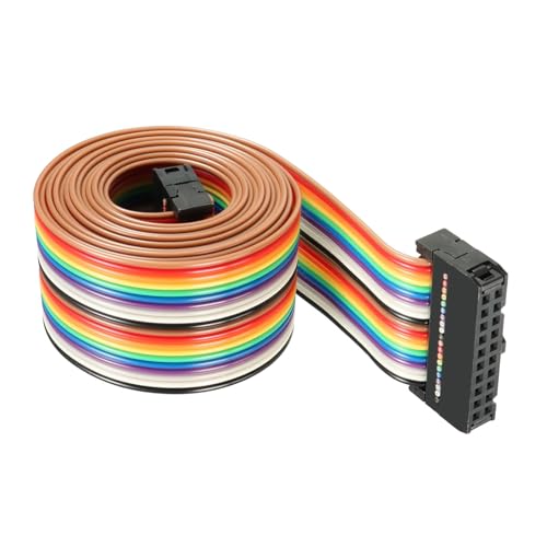 DMiotech 1 Pack 20 Pins IDC Flat Ribbon Rainbow Cable 128 cm 2.54 mm Pitch Breadboard Jumper Cable for Electronic Projects | Breadboard Jumper Cable for Electronic Projects 128cm 20P