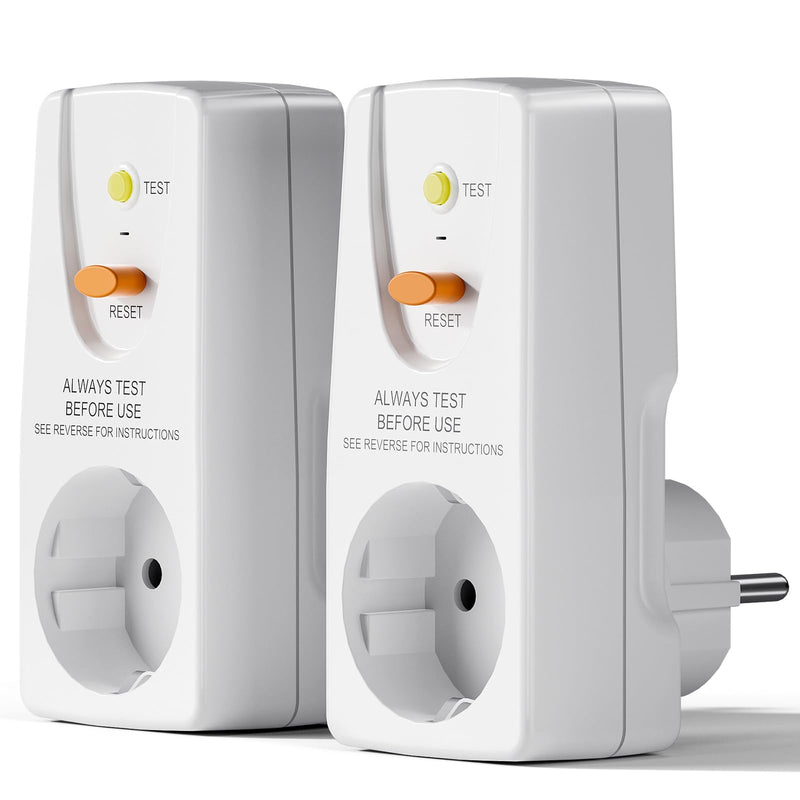 [Australia - AusPower] - EXNICEXI Fi Circuit Breaker Socket, Personal Protection Plug, Anti-Leakage and Electric Shock, 10mA Protective Contact 230V, 16A Circuit Breaker Plug, Suitable for Household Devices, Tools, Pack of 2 