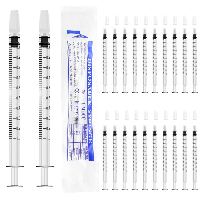 [Australia - AusPower] - Pack of 20 Syringes 1 ml Syringes Colostrum Syringe Colostrum Collector Plastic Syringes with Caps Without Needle for Refilling and Measuring Liquids Scientific Laboratories Animal Feeding White 