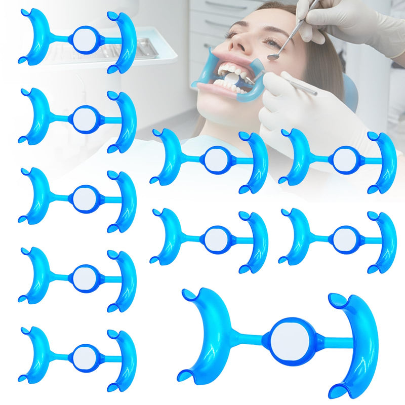 Dental Cheek Retractor with Mirror, M Shape Mouth Opener for Teeth Whitening & Repair, Oral Orthodontics, Lip Protection, Dentist Accessories, Pack of 10