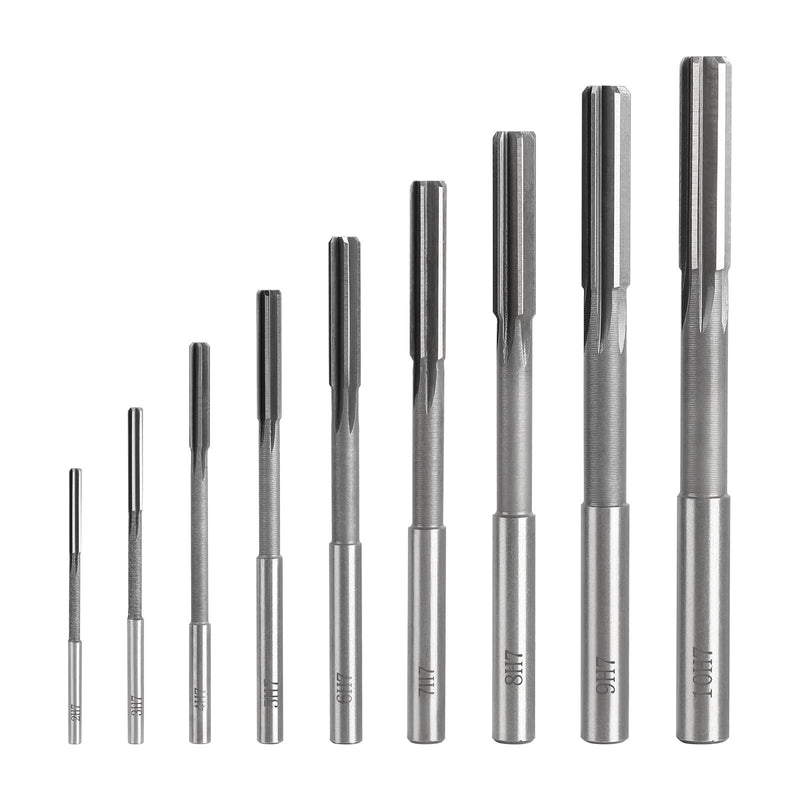 [Australia - AusPower] - SWAWIS 9 Piece H7 Straight Shank HSS Reamer Set, 2-10 mm Machine Reamer for Wood & Metalworking to Improve Accuracy in Drilling Processing H7 2-10 Mm, 9 Pieces 