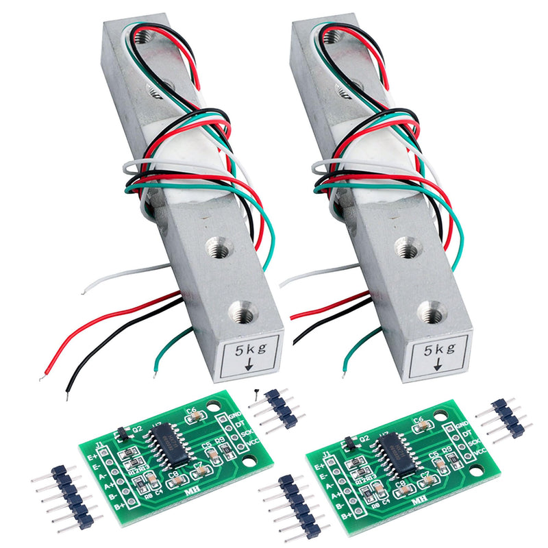 2 x 1 kg 5 kg 10 kg 20 kg Digital Load Cell Weight Sensor High Precision Miniature Load Cells for Arduino DIY Electronic Portable Kitchen Scale Sensors (5 kg + HX711), 2) (5kg + HX711)