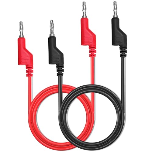 Gebildet 2 x Banana to Banana Plug Test Lead Set, 4 mm Stackable Banana Plug Wire Test Cable for Multimeter, Electrical Test Cable 1000V/15A (Red/Black) Getaway Solids
