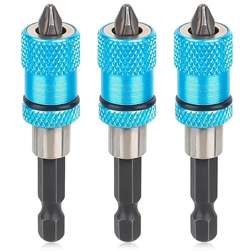 [Australia - AusPower] - Quick Change Bit Holder, 3 Pieces Drywall Bit Holder, Drywall Bit Magnetic 1/4 Inch Hex Shank for Cordless Screwdrivers and Hand Drills Blue 65 mm 