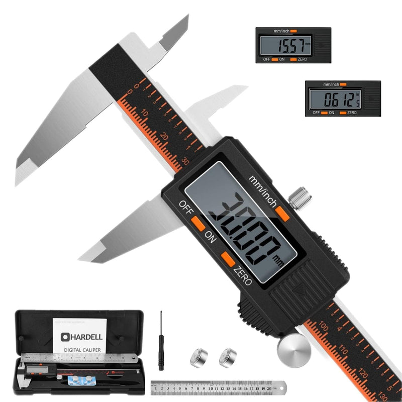 [Australia - AusPower] - HARDELL Digital Caliper 150 mm, Calliper Digital Stainless Steel with LCD Display, Digital Caliper with Inch and Millimetre Conversion, Household & Industrial Measuring Tool with 2 Replacement A-150MM 