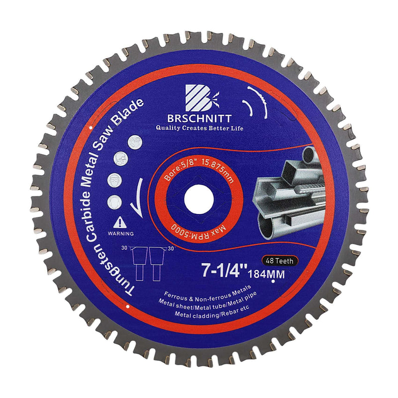 [Australia - AusPower] - Circular Saw Blade Metal 184 mm 15.875 mm 48T TCT Metal Circular Saw Blade for Cutting Steel, Aluminium, Copper, Metal Mild Steel, for Circular Saw and Chop Saw, Metal Saw Blade 184MM（7-1/4"） 1 