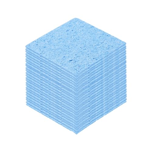 QUARKZMAN Pack of 15 Soldering Sponge 6 x 6 cm Square with Holes Blue Cleaning Pads Soldering Tip Replacement for Cleaning the Soldering Iron 6mm
