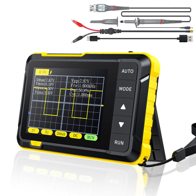 [Australia - AusPower] - SURLABA Digital Mini Oscilloscope, 200 kHz Bandwidth, Portable Pockets, Oscilloscope with Sampling Rate 2.5 MS/s, 2.8 Inch TFT, Trigger Mode Auto/Nomal/Single for Beginners, DIY, Home Use Mini Oscilloscope (DSO152) 