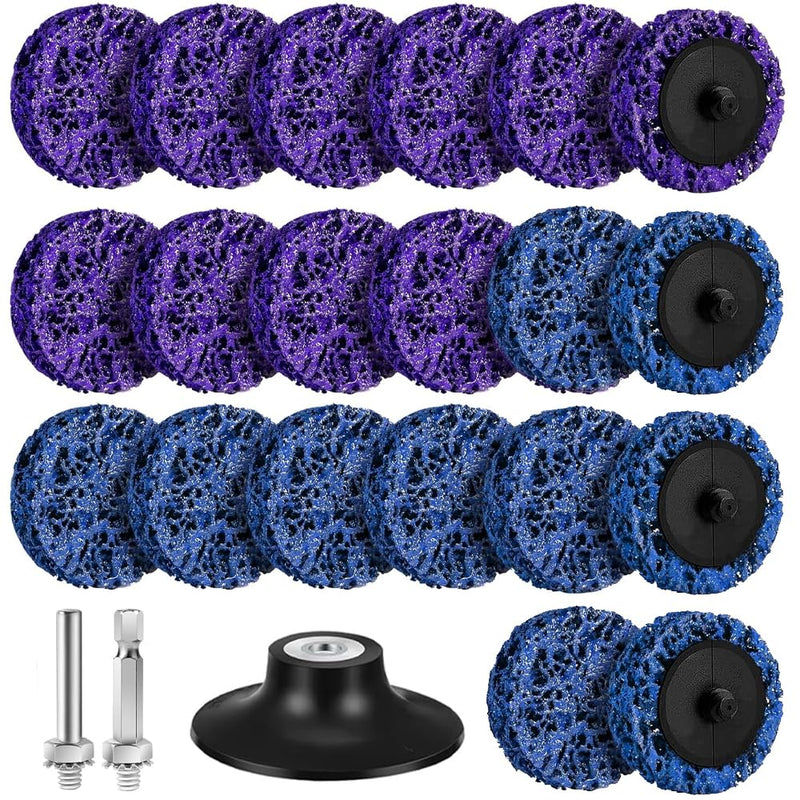 [Australia - AusPower] - CSD Sanding Disc, 20 Pieces Coarse Cleaning Disc 50 mm Cleaning Disc Set Nylon Fabric Disc Paint Removal Rust Polishing for Angle Grinder Purple Blue 