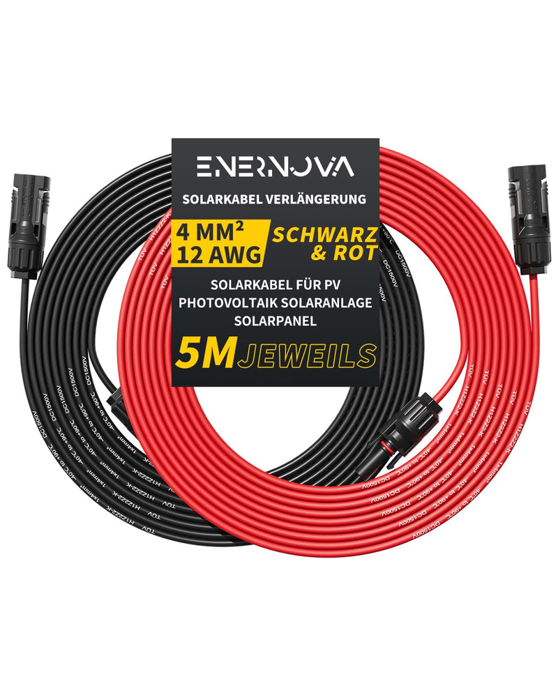 [Australia - AusPower] - Solar Cable 4 mm²/6 mm², Solar Cable Extension 1/2/3/5/8/10/12/15/18/20 m, Multi-Contact 4, IP67 Waterproof, Extension Cable (4 mm² 5 m) 4mm² 5M 