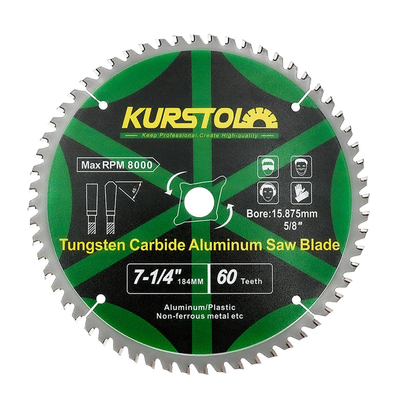 [Australia - AusPower] - KURSTOL Metal Circular Saw Blade 184 x 15.875 mm - TCG Aluminium Circular Saw Blade 60 Teeth for Aluminium, Non-Ferrous Metal, Plastic 184mm 1 