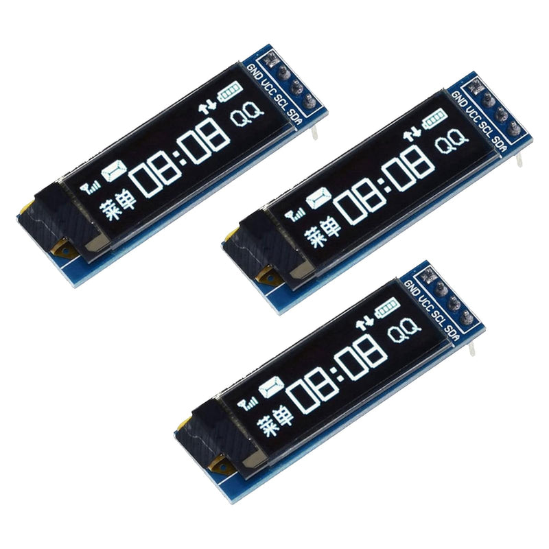 Gerui Set of 3 0.91 Inch OLED LCD Display Module Mini IIC 128 × 32 LCD Display Device, Compatible with Arduino and Other Microcontrollers, 3.3 V-5 V