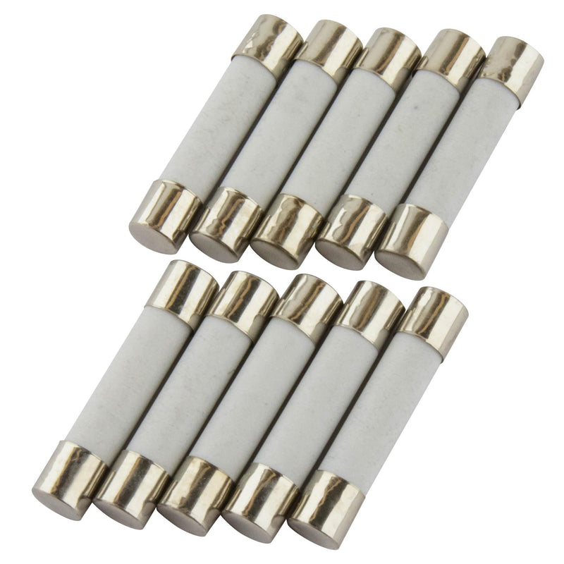 [Australia - AusPower] - Pack of 10 SeKi Ceramic Fuses 10 A, 6 x 30 mm, Slowly; Glass Fuse Fine Fuse 250 V 10 A (amps) Träge 