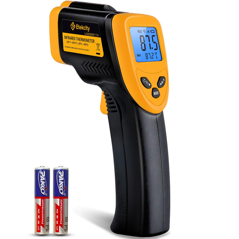 [Australia - AusPower] - Etekcity Infrared Thermometer, Temperature Meter -50°C to +450°C - Digital Laser Infrared Thermometer for Kitchen, Pizza Oven, Grill, Baking - Not for Humans - Yellow/Black -50℃~450℃ 