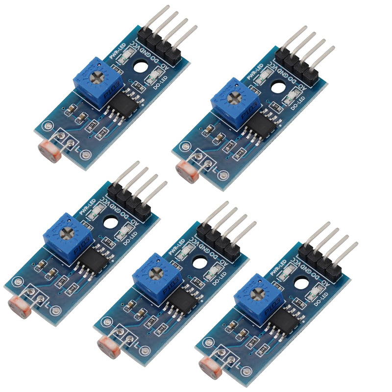 5pcs 4 Pin Photoresistor Sensor Light Detection Photoresistor Module Light Sensor Light Detector Module with Digital Output