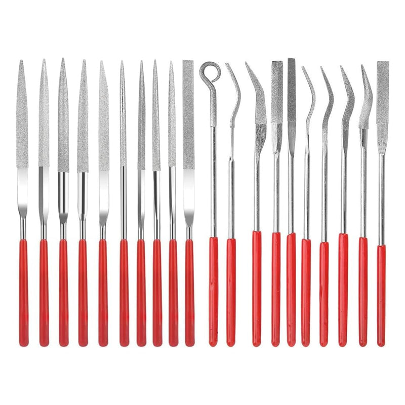 [Australia - AusPower] - VIVIIHOO Diamond Needle File Set, 20 Mini Key Files with Rubber Handle for Wood, Metal, Glass and Ceramic - Includes Resealable Plastic Bag 