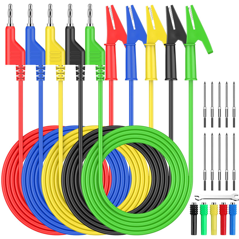 [Australia - AusPower] - AMTOVL Multimeter Banana Plug to Crocodile Clip, 20 Pieces Stackable 4 mm Banana Plug to Crocodile Clips, 3.28 ft/1 m Flexible Cable Wire for Multimeter Electrical Testing, 1000 V/15 A Banana plug crocodile clips 