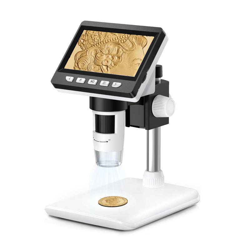 [Australia - AusPower] - Misilmp USB Microscopes, 4.3 Inch Digital LCD Handheld Microscopes 1000X 1080P Microscope for Children/Adults Magnifying Glass Digital Microscope with 8 LED Lights, PC View, Compatible with MacOS 