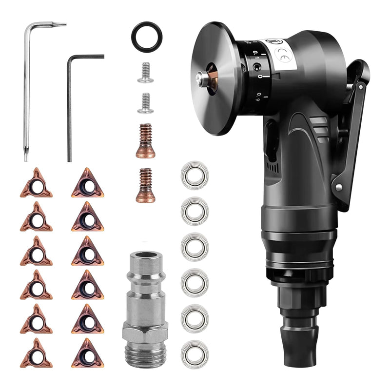 [Australia - AusPower] - 2-in-1 Pneumatic Chamfering Machine, Mini Air Chamfering Tool, Pneumatic Chamfering Tool, Curved Corner 45 Degree for Metal Trimming and Deburring (6R + 6C Angle Inserts + 6 Bearings) 6R+6C Angle Inserts+6 Bearing 