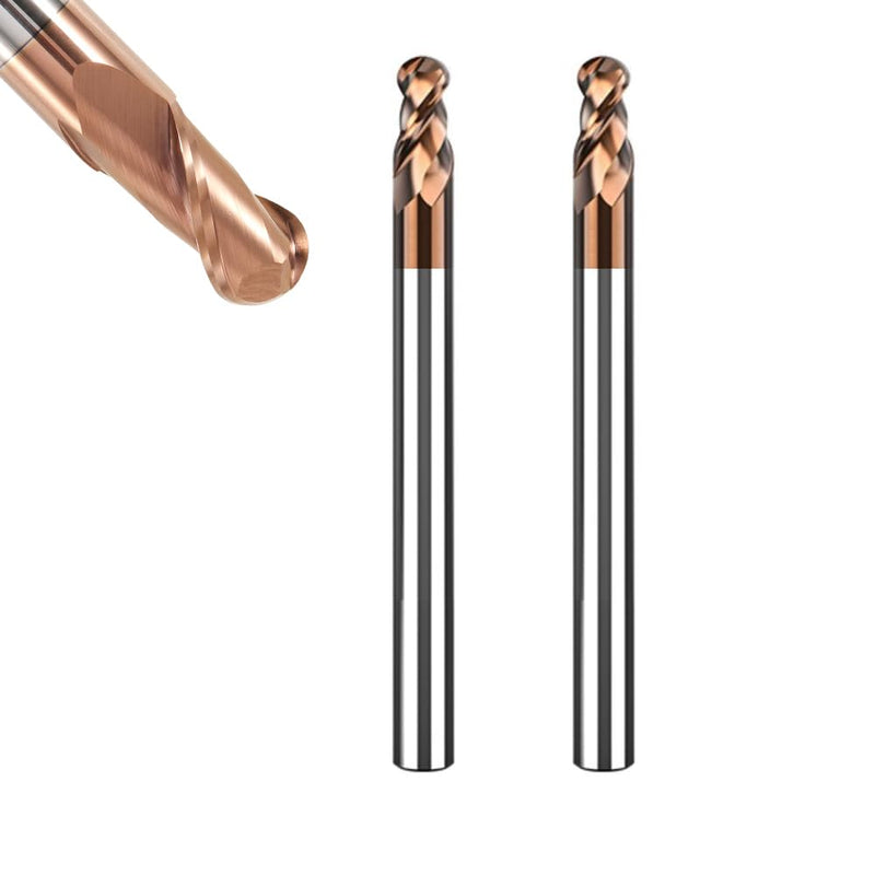 [Australia - AusPower] - ASNOMY Set of 2 Solid Carbide Radius Milling Cutter Ball End Mill Diameter 4 mm AlTiN Coating HRC 55, Carbide Ball End Mill, 2 Teeth CNC Engraving Cutter for Metal Ø4mm-2 Stücke 