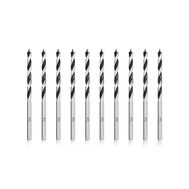 [Australia - AusPower] - Meccion Wood Drill Bit 3 mm 10 Pieces Wood Snake Drill Brad Point Wood Twist Drill Professional Woodworking Drill 3mm x 10 PCS 