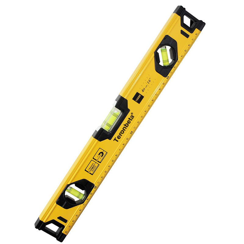 [Australia - AusPower] - Teronbeta Aluminium Alloy Spirit Level 400 mm/16 Inch Shock Proof Torpedo Level with Magnetic Base and 3 Bubble 45°,90°,180° - Yellow/Black 400mm 