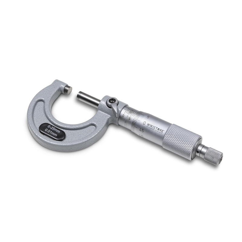 [Australia - AusPower] - WIKISTORE Professional Micrometer 0-25 mm, Centesimal Micrometer, Industrial Precision with Aluminium Alloy Arc, Friction System and Lever Lock, Precise Work Tool 