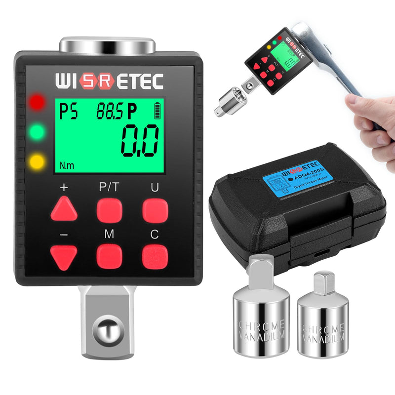 [Australia - AusPower] - Digital Torque Adapter 1/2 Inch, 3.4 - 340 Nm Torque Digital Adapter, Accuracy ± 1% with Preset, Memory, Buzzer, LCD Display, 1/4 Inch 3/8 Inch Adapter for Car, Motorcycle, Bicycle 