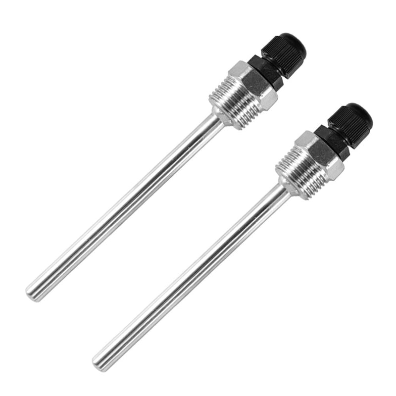 [Australia - AusPower] - 2 x Stainless Steel Immersion Sleeves, G 1/2 Inch Thread for Temperature Sensor, 8 x 200 mm Immersion Sleeves Protective Tube for Temperature Sensors, Immersion Protection Tubes for 200mm 