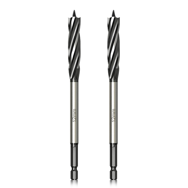 [Australia - AusPower] - Meccion Professional Wood Drill Bit 12 mm x 165 mm x 2 Pieces Auger Drill Bit Self-Feed with 1/4 Inch Hex Shank Woodwork Auger Drill Bit 12mm 