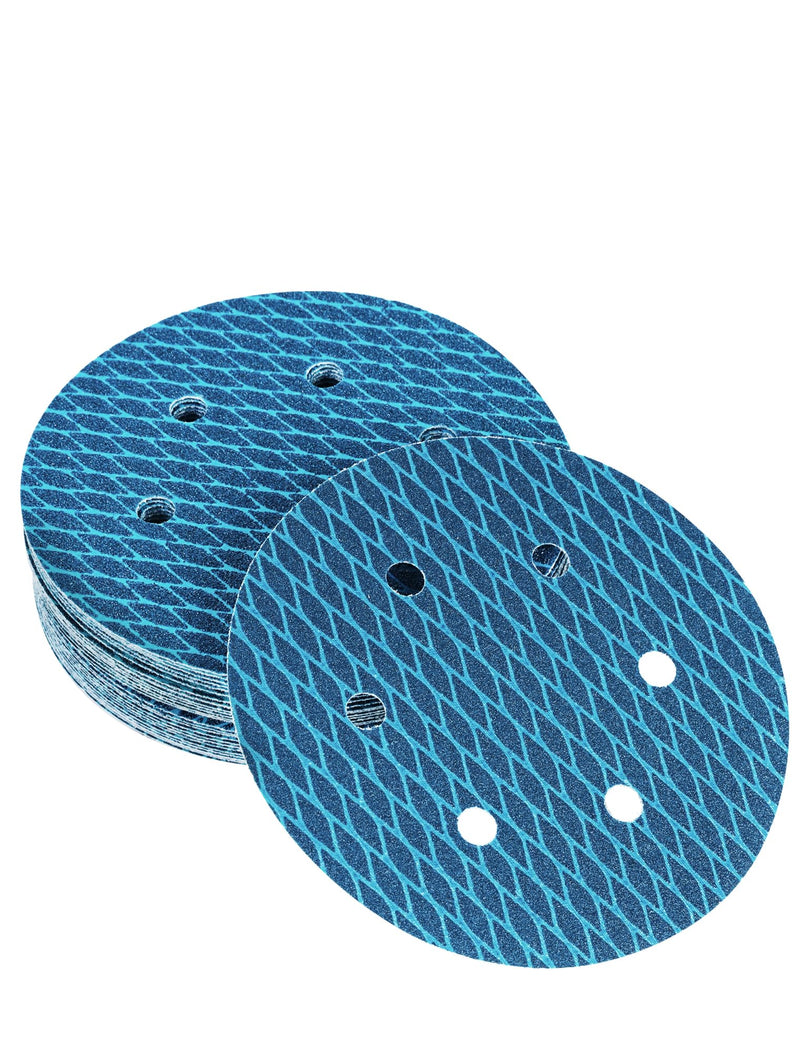 [Australia - AusPower] - 150 mm Sanding Discs 120 Grit Pack of 30 Sandpaper 150 mm Wet Dry Sanding Sheets with 6 Holes & Diamond Pattern for Metal Wood (Blue) 