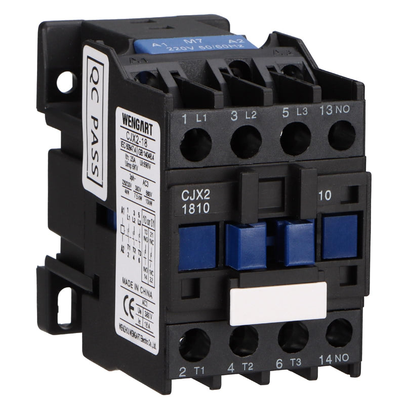 [Australia - AusPower] - Wengart AC contactor CJX2-1810, AC220V 4, normally open, 18A, control high currents precisely through modular design and simplify installation and maintenance 1NO_AC220V 