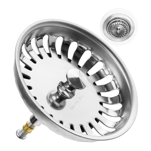 Sink Strainer Basket, Diameter 82 mm, Replacement for 125555, Compatible with Blanco 3.5 Inch Drain Fittings from Year of Manufacture 1996, 24 Slots Strainer Basket, 27-57 mm Eccentric Spigot, Diameter 8 mm Pin, Accessories for Kitchen Sink